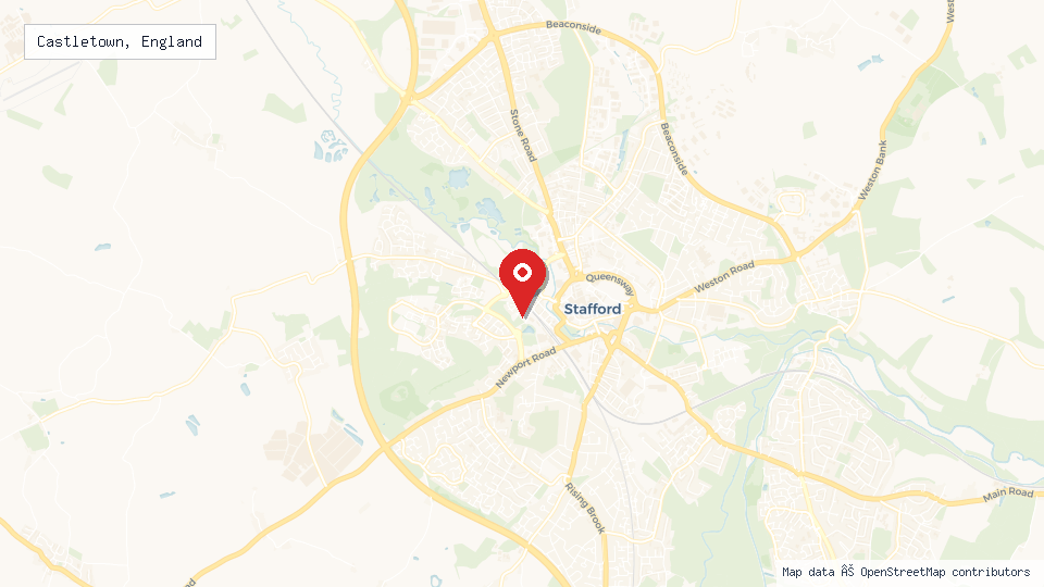 Street map of Castletown, England with location pin