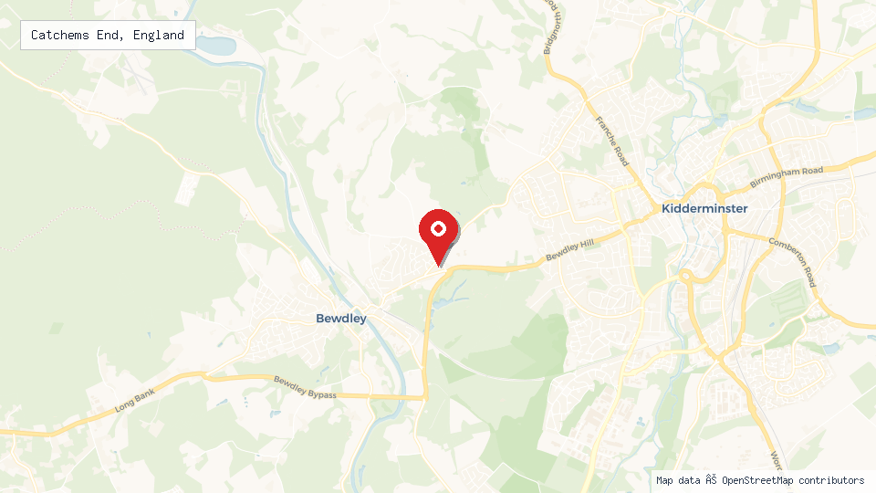 Street map of Catchems End, England with location pin
