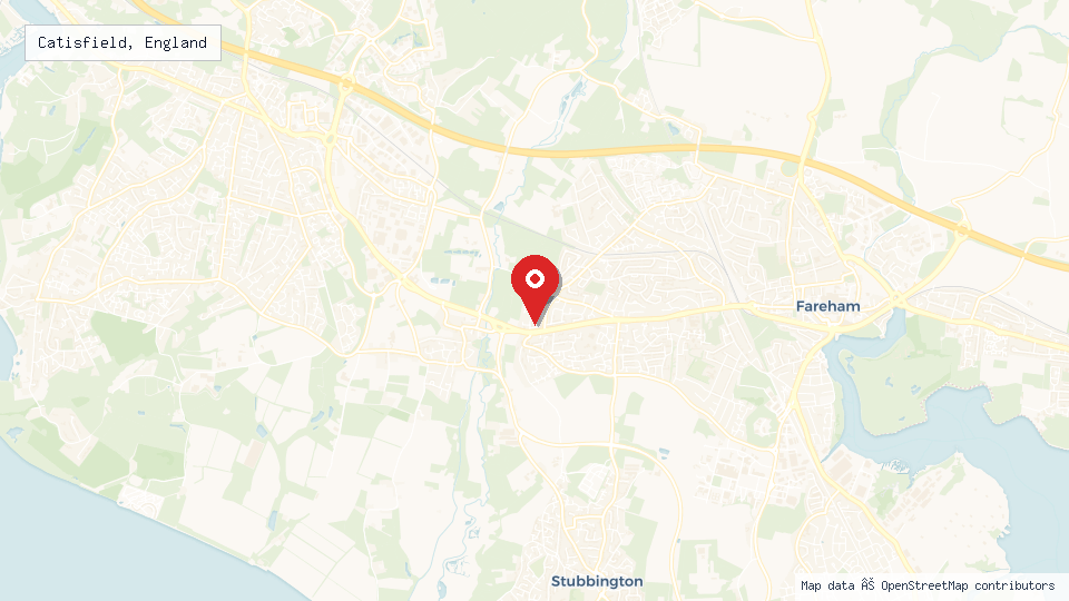 Street map of Catisfield, England with location pin