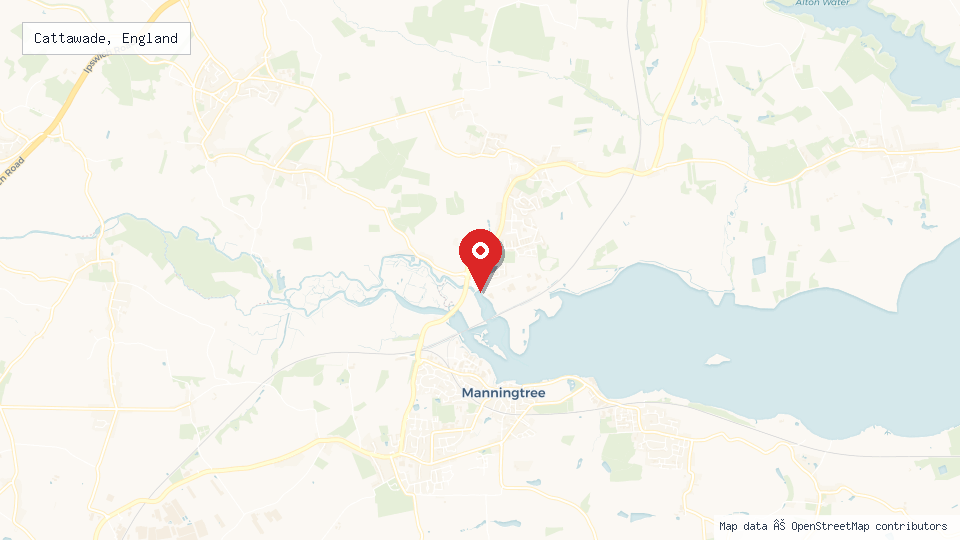 Street map of Cattawade, England with location pin