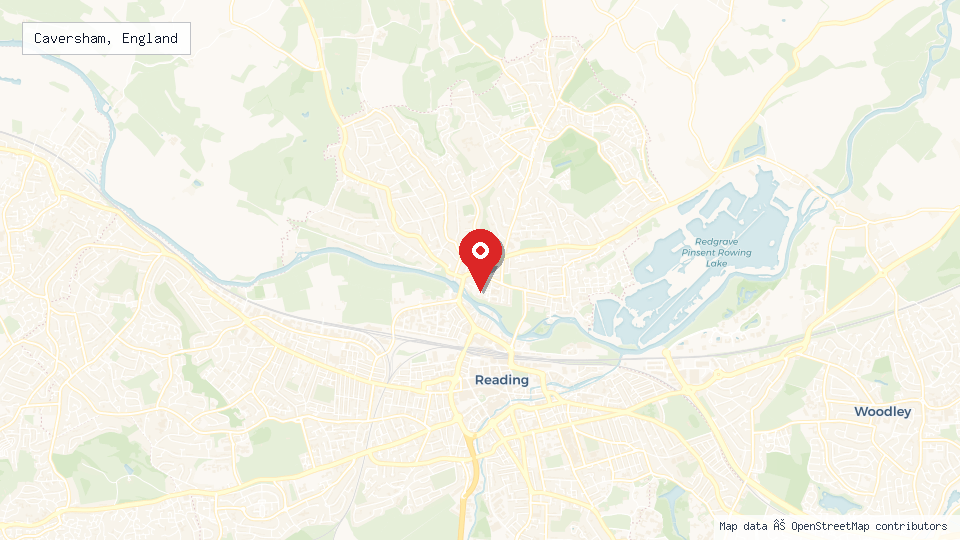 Street map of Caversham, England with location pin