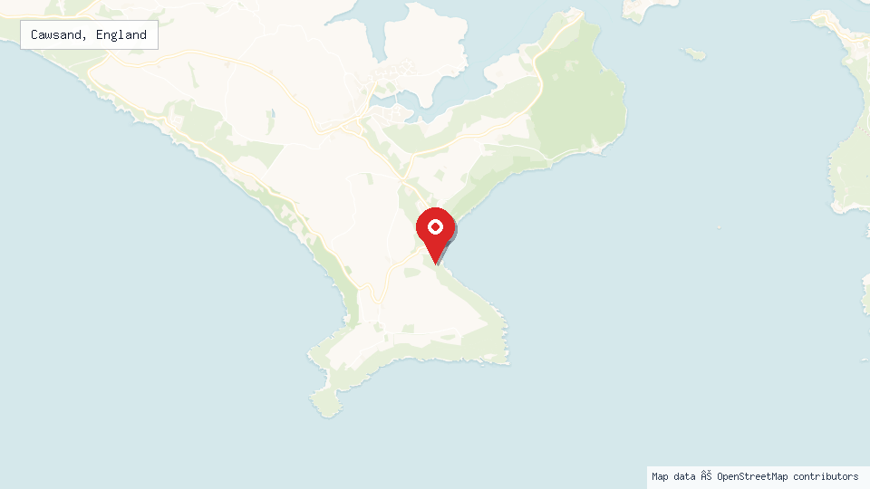 Street map of Cawsand, England with location pin