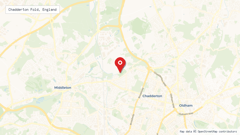 Street map of Chadderton Fold, England with location pin