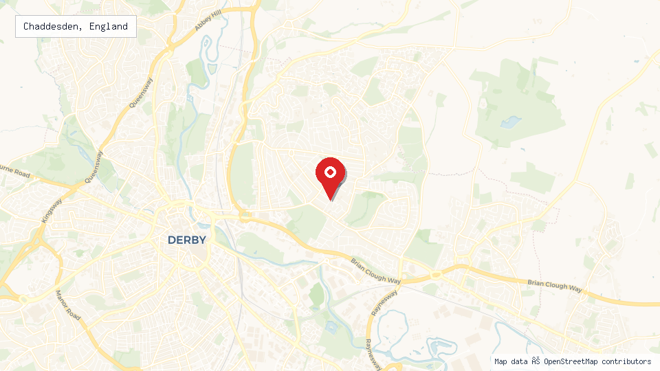 Street map of Chaddesden, England with location pin