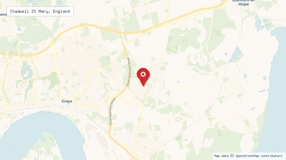 Street map of Chadwell St Mary, England with location pin