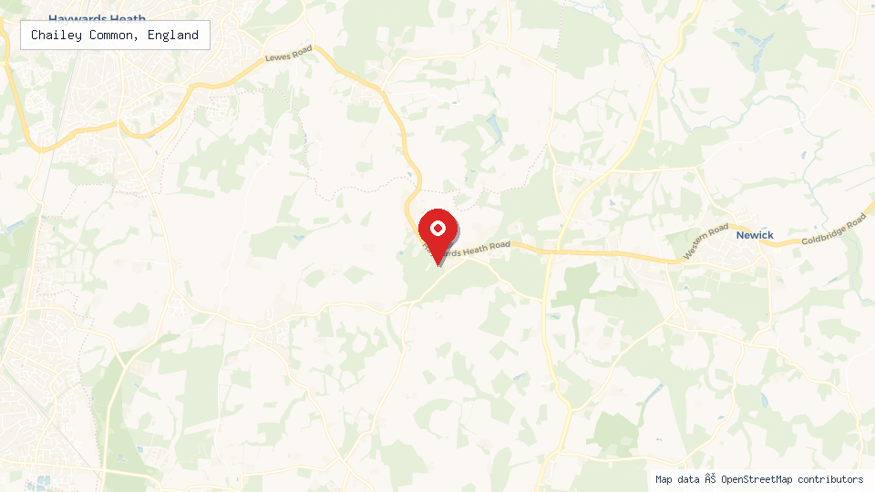 Street map of Chailey Common, England with location pin