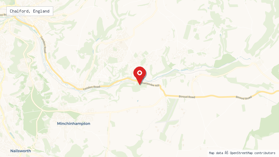 Street map of Chalford, England with location pin
