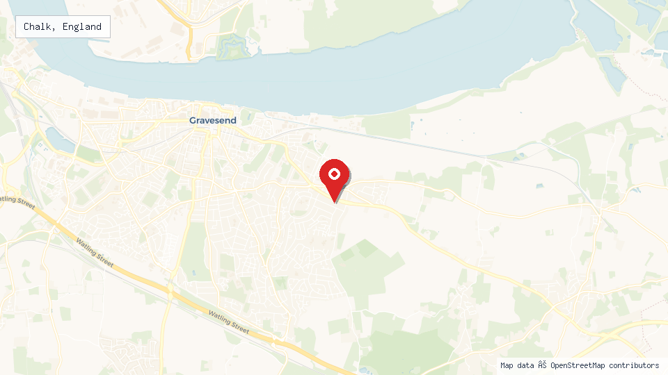 Street map of Chalk, England with location pin