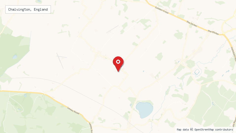 Street map of Chalvington, England with location pin