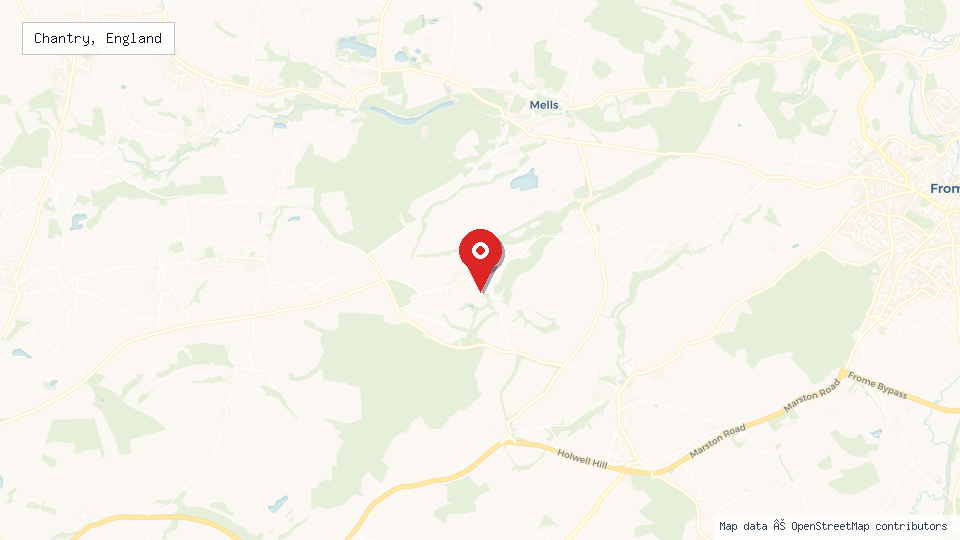 Street map of Chantry, England with location pin