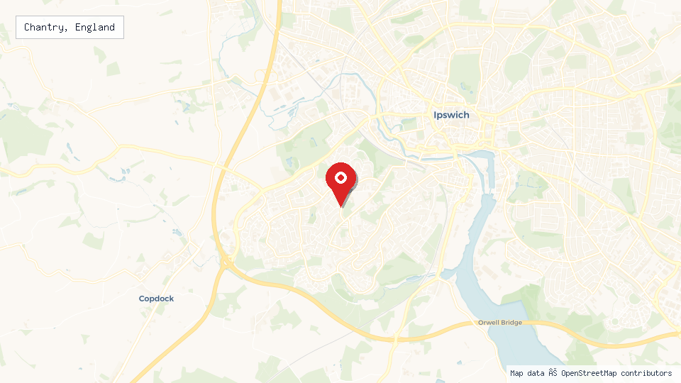 Street map of Chantry, England with location pin