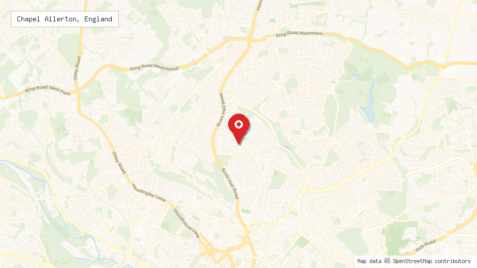 Street map of Chapel Allerton, England with location pin