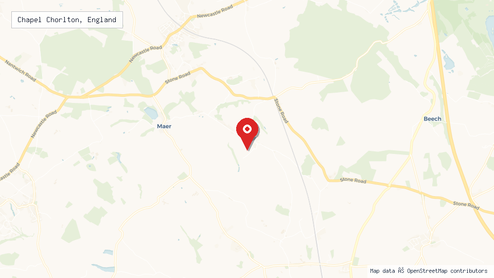 Street map of Chapel Chorlton, England with location pin