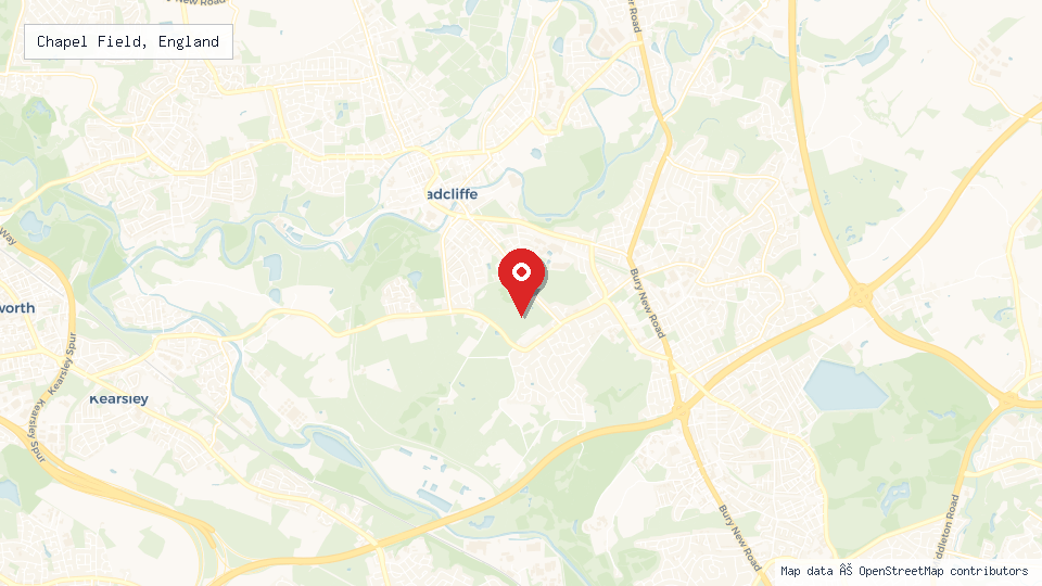 Street map of Chapel Field, England with location pin