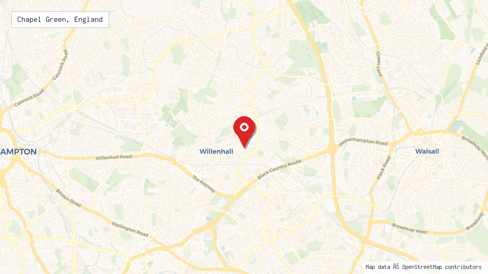 Street map of Chapel Green, England with location pin