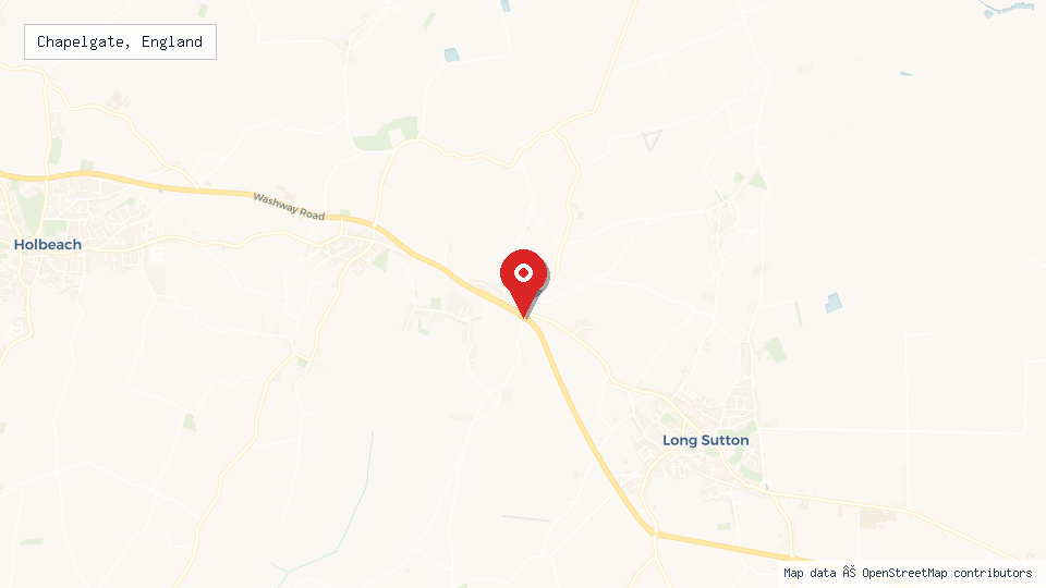 Street map of Chapelgate, England with location pin
