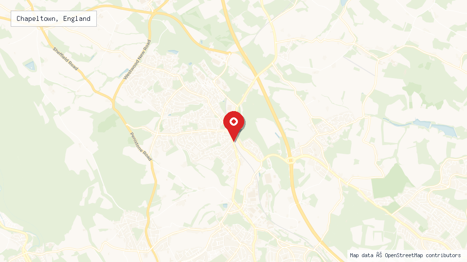 Street map of Chapeltown, England with location pin