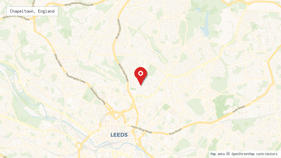 Street map of Chapeltown, England with location pin