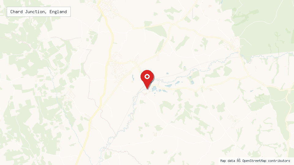 Street map of Chard Junction, England with location pin