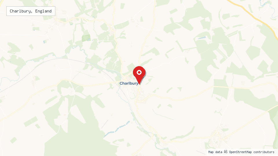 Street map of Charlbury, England with location pin