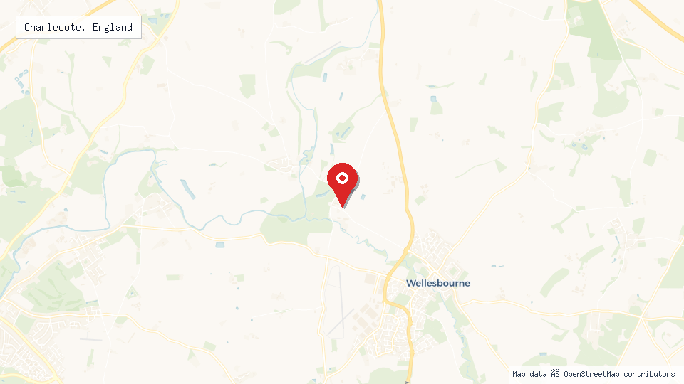 Street map of Charlecote, England with location pin