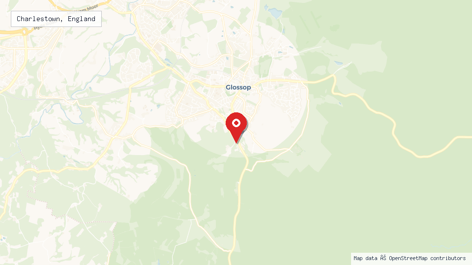Street map of Charlestown, England with location pin