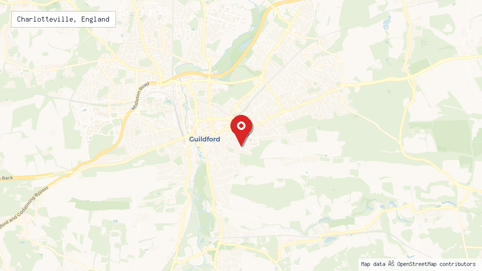 Street map of Charlotteville, England with location pin