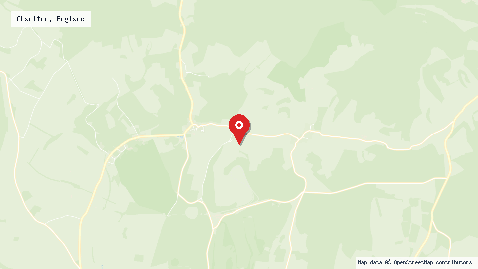 Street map of Charlton, England with location pin