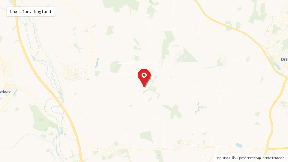 Street map of Charlton, England with location pin
