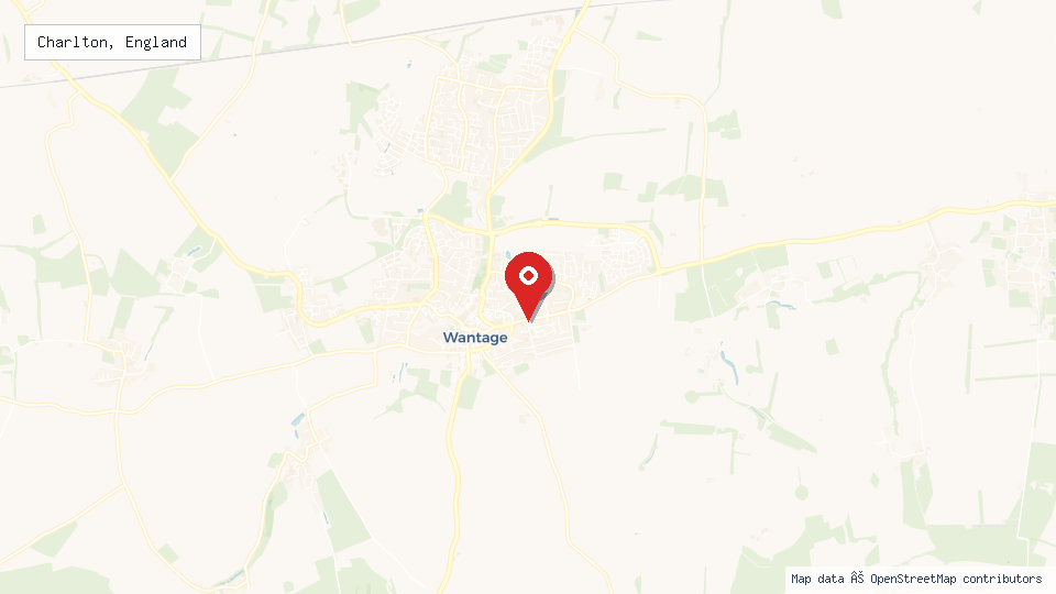Street map of Charlton, England with location pin