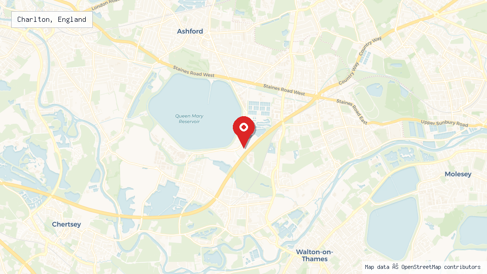Street map of Charlton, England with location pin