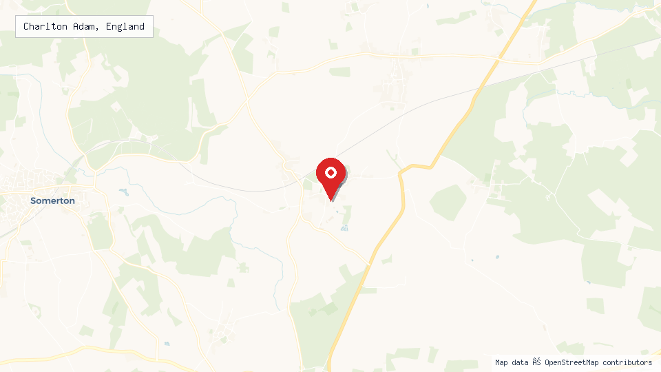 Street map of Charlton Adam, England with location pin