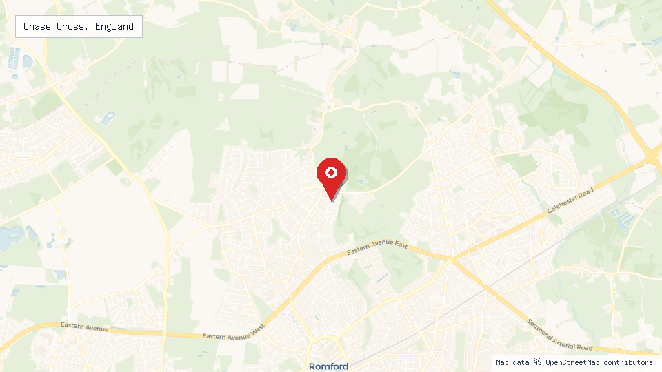 Street map of Chase Cross, England with location pin