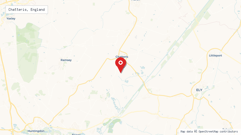Street map of Chatteris, England with location pin