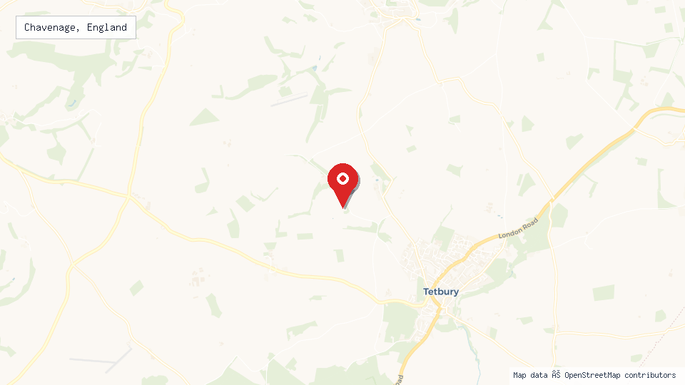 Street map of Chavenage, England with location pin