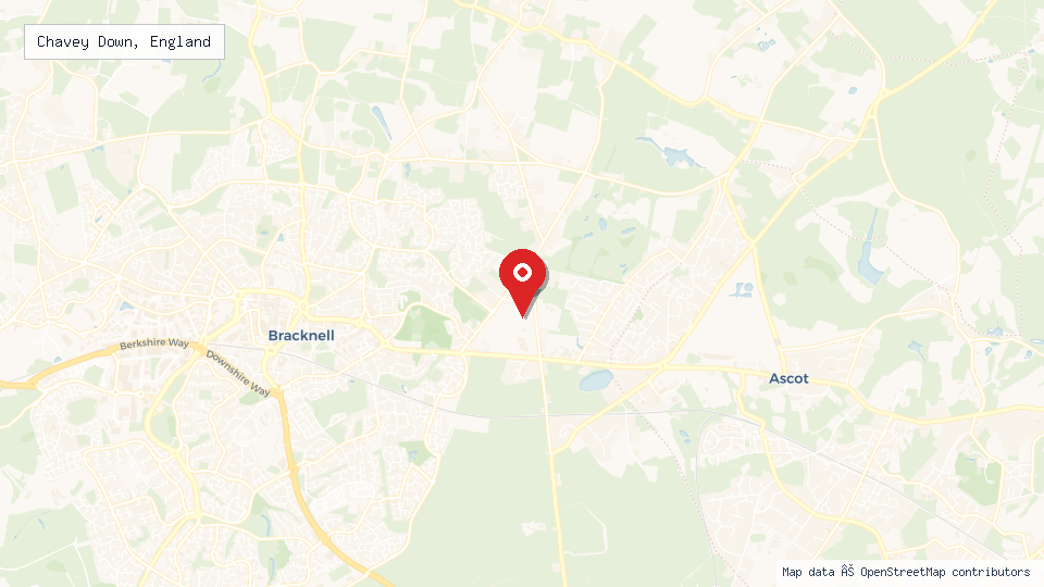Street map of Chavey Down, England with location pin
