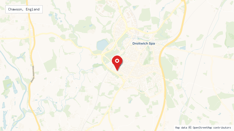 Street map of Chawson, England with location pin