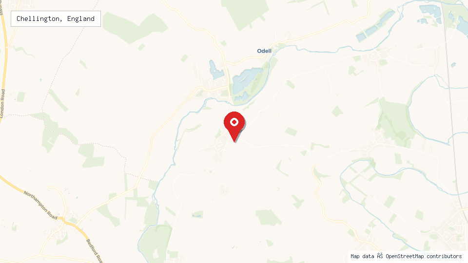 Street map of Chellington, England with location pin
