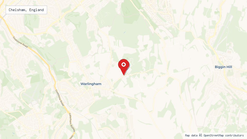 Street map of Chelsham, England with location pin