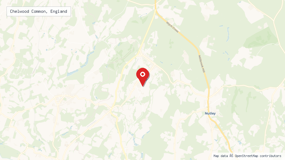 Street map of Chelwood Common, England with location pin