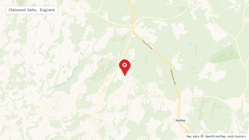 Street map of Chelwood Gate, England with location pin