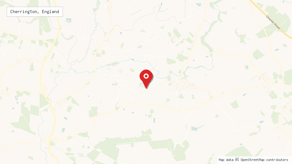 Street map of Cherrington, England with location pin