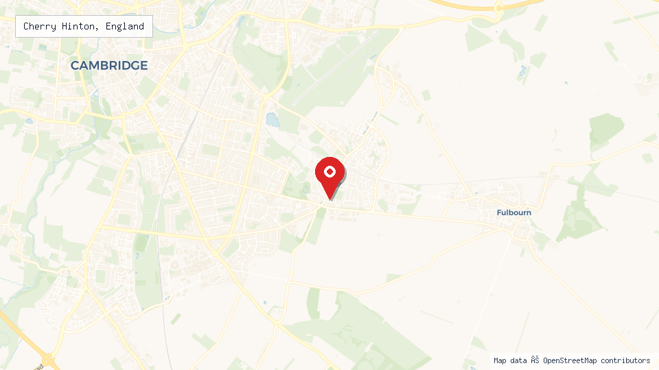 Street map of Cherry Hinton, England with location pin