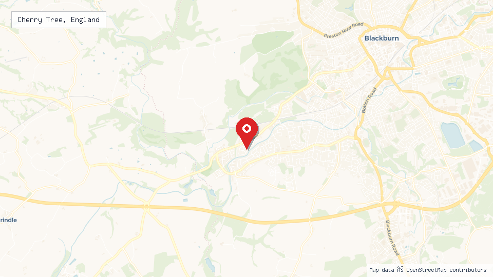 Street map of Cherry Tree, England with location pin