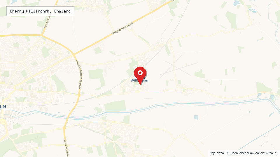 Street map of Cherry Willingham, England with location pin