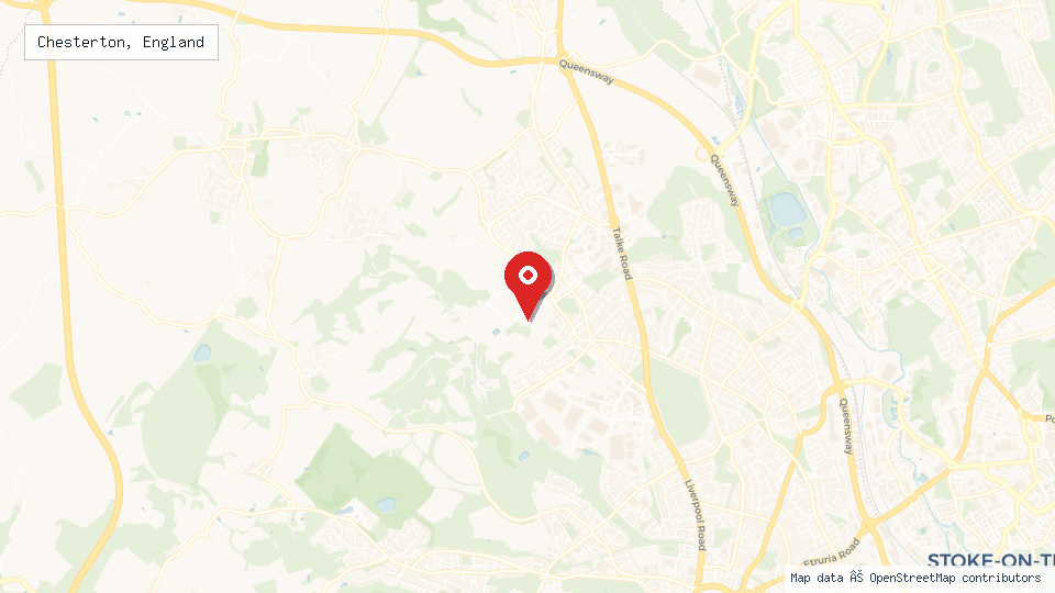 Street map of Chesterton, England with location pin