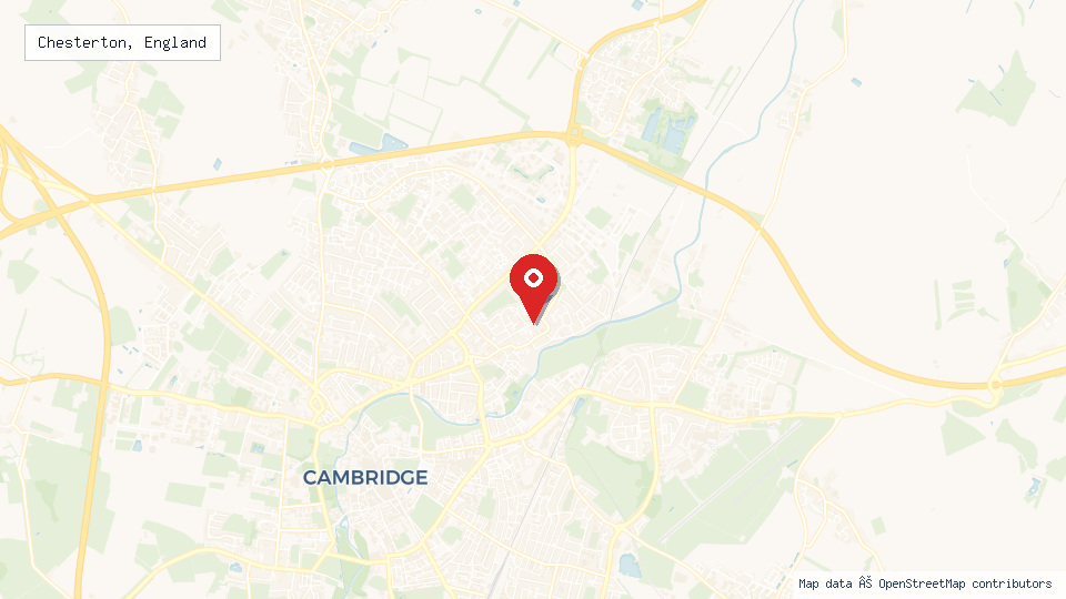 Street map of Chesterton, England with location pin
