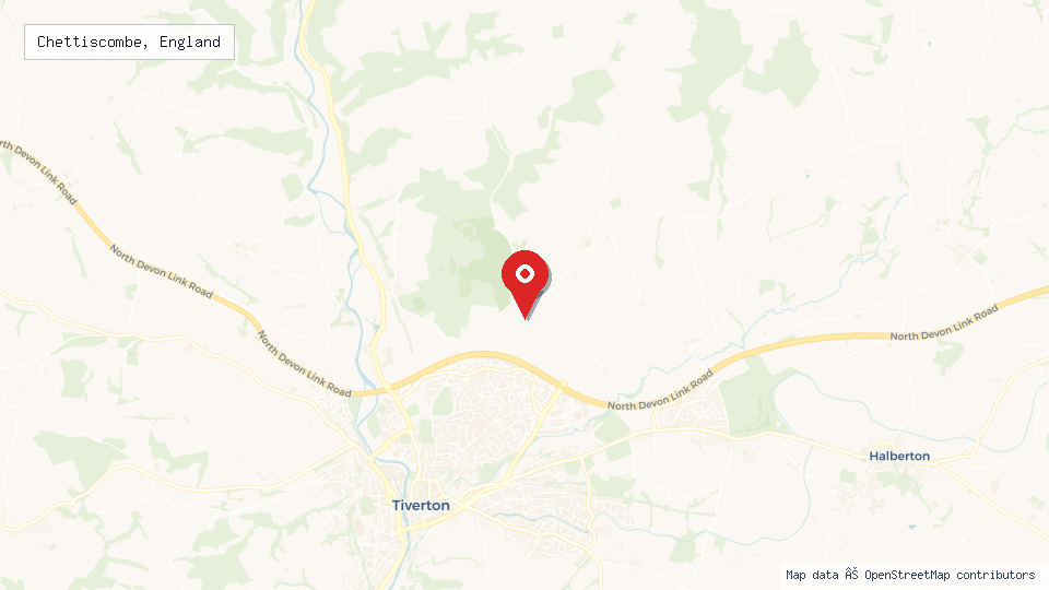 Street map of Chettiscombe, England with location pin