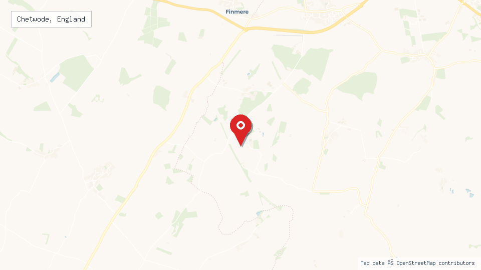 Street map of Chetwode, England with location pin