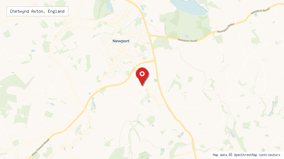 Street map of Chetwynd Aston, England with location pin
